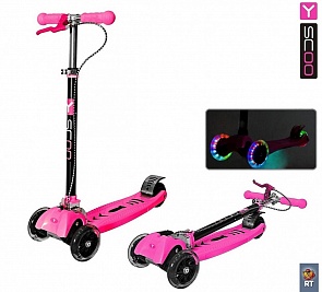 Самокат Maxi City RT Shine Gagarin трансформер с ручным тормозом, pink (Y-SCOO, 4968RT)